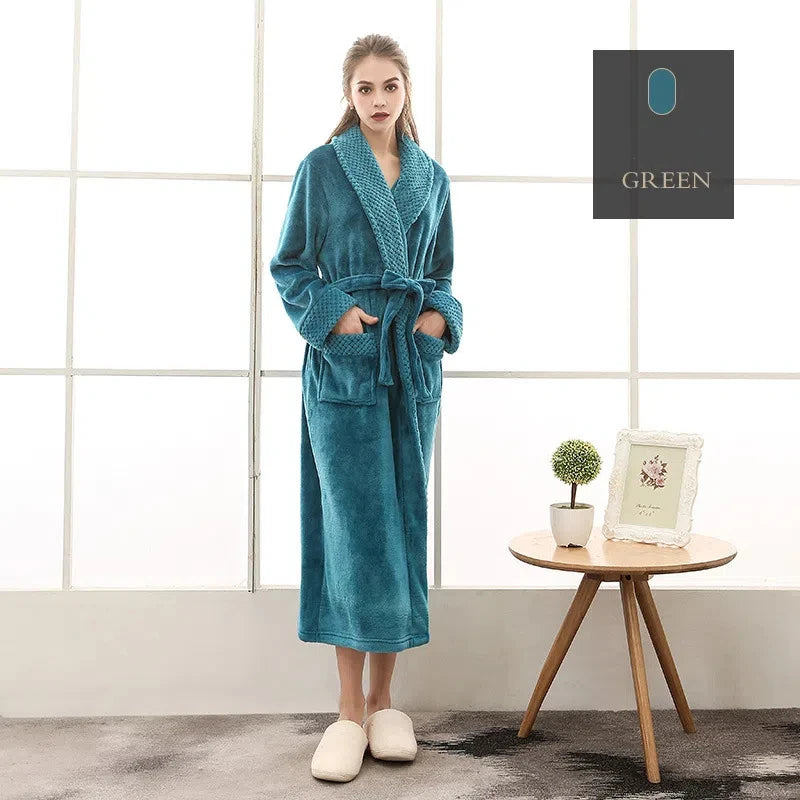 2024 neue Winter roben Männer warme Flanell Pyjamas Frauen dicke Langarm Bademantel Männer einfarbige Homewear Lounge wear