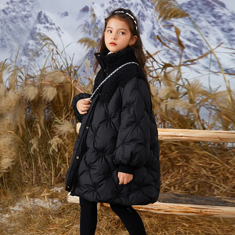 Teenager Mädchen Daunen jacke Winter einfarbig warm halten Mode Parkas Mantel Reiß verschluss Oberbekleidung 5 6 8 10 12 14 Jahre Kinder kleidung