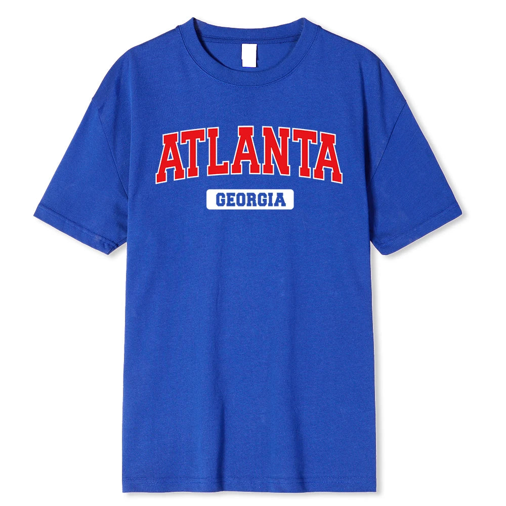 Atlanta Georgia Street Printing Men T Shirt Fashion Casual Tshirts Street Oversize Tshirt Loose 100% Cotton Tee Clothing Man