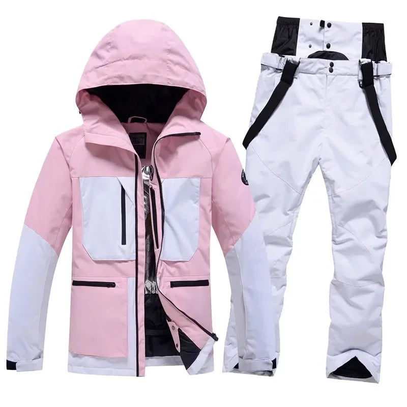 Winter Skiing Suits Women Men Waterproof Snow Hoodie Set Outdoor Mountain Couple Snowboard Clothes Warm Sports Snow Jacket Pants