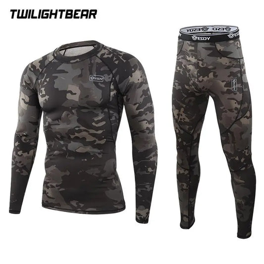 High Quality Camouflage Long Johns Set Quick Drying Body Shaping Sporting Longies Riding Runing Camping Thermals Set A3F01