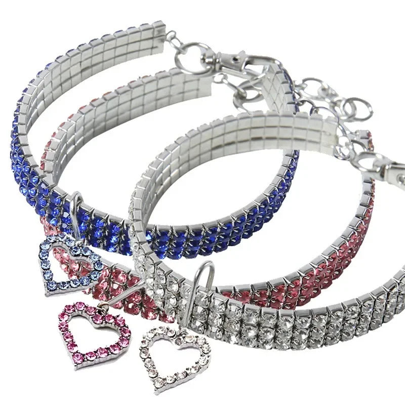 Bling Strass Haustier Halsbänder Glitzer Anhänger Hunde halsband verstellbare Kristall Katze Haustiere Halskette für kleine Welpen