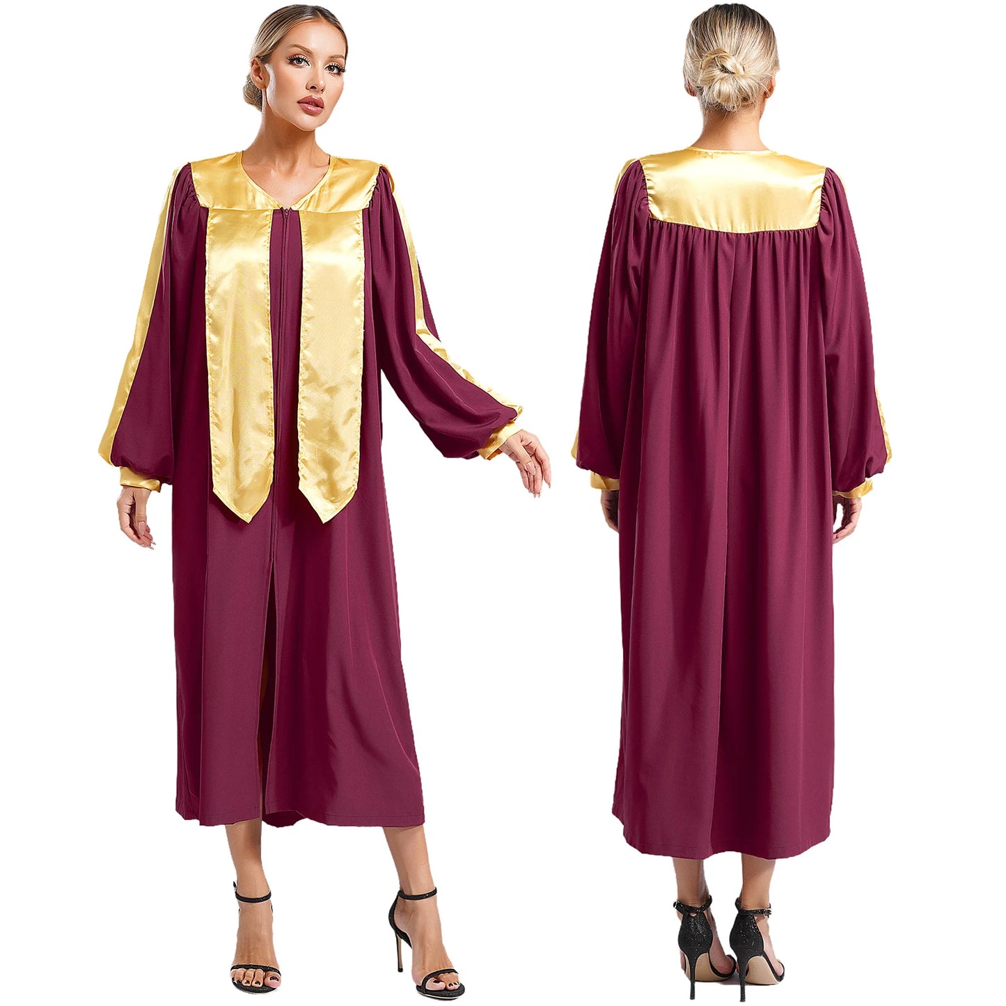 Damen Kirchenchor Robe Erwachsene Priester Pastor Prediger Minister Outfit Klerus Kleid Abschlusskleid Christliches Taufe Kostüm