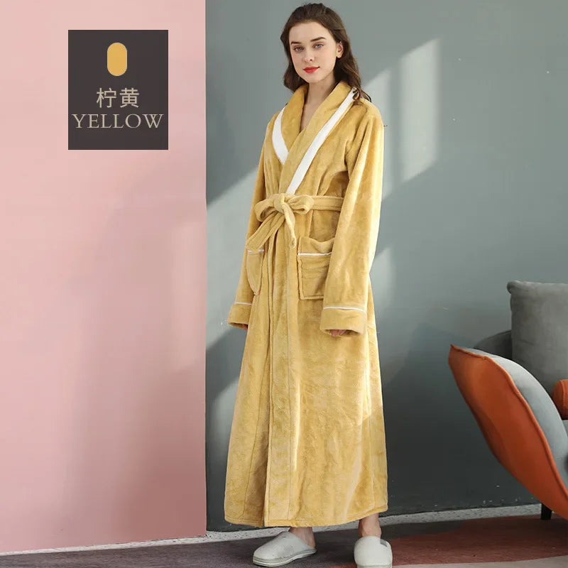 Nachtwäsche Lose Kimono Nachtwäsche Paar Verdicken Flanell Robe Männer Warme Herbst Winter Neue Intimate Dessous Lose Bademantel