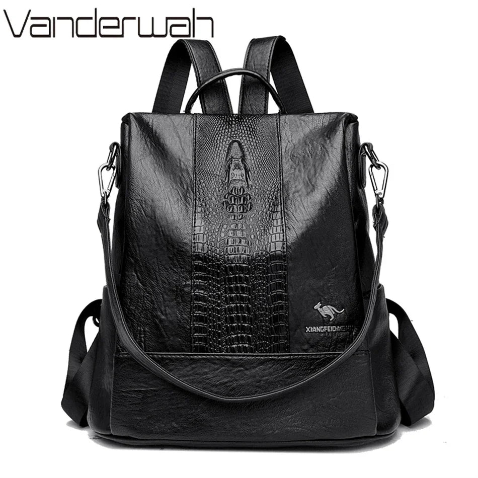 Damen Krokodil Muster Rucksack Leder Schule Bücher taschen für Mädchen Rucksack große Kapazität Designer Reise Rucksack Mochi las