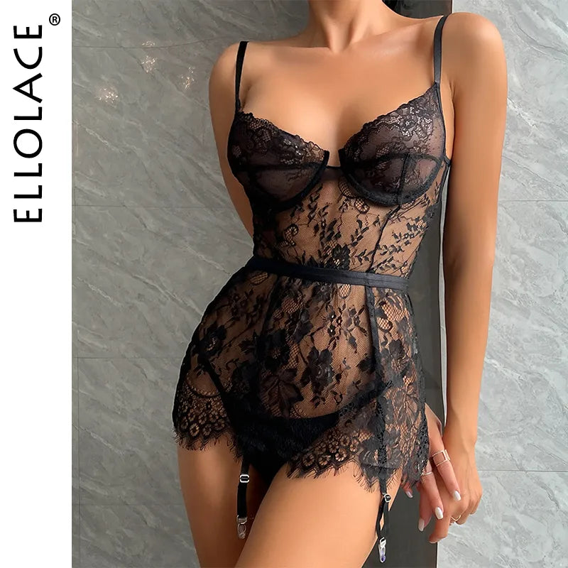 Lace Sexy Sleepwear See Through Night Dress