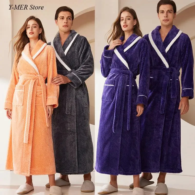 Verdicken Flanell Nachtwäsche Loungewear Paar Dusche Roben 2024 Herbst Winter Neue Bademantel Kimono Männer Lose Nachthemd Homewear