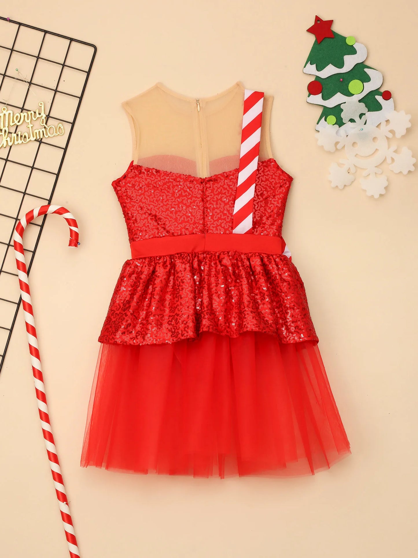 Mädchen Weihnachten Zuckers tange Kostüm Pailletten Tutu Kleid für Weihnachten Tanz Urlaub Party Festival Santa Claus Bühnen performance