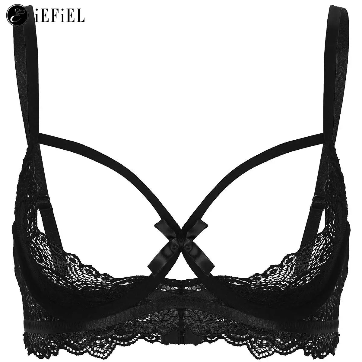 Damen sexy Blumen Spitze Viertel Tasse Push-up Bügel BH Tops aushöhlen Brust Bra lette Dessous Büstenhalter Unterwäsche