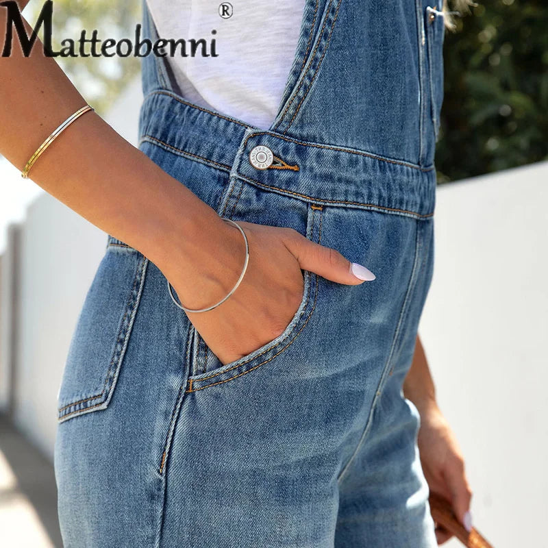 Vintage Pendler lose Denim Overall Frauen Spleißen Tasche Riemen Hosen Sommer neue lässige Streetwear weibliche Stram pler mit hoher Taille