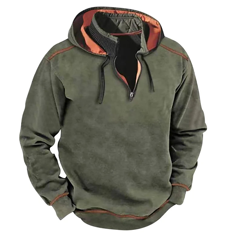 Mann lässig Reiß verschluss Kordel zug Pullover Top neue Herbst Winter warm Fleece Hoodie Sweatshirt Herren Langarm Stehkragen Kapuze