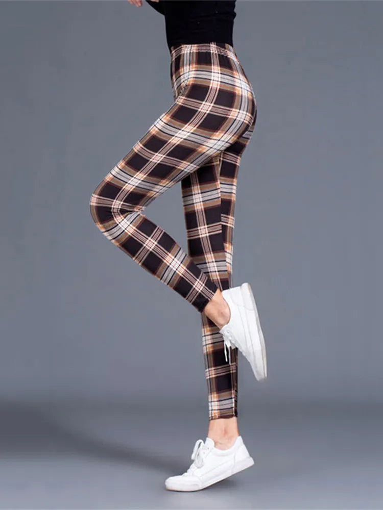 Plaid Leggings Women Sexy Pants Push Up Leggings Fashion Fitness Leggins Gym Sporting High Waist Trousers