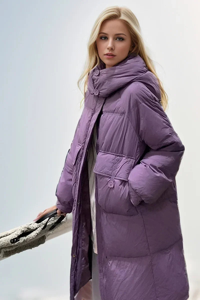 2024 Winter Daunen Baumwolle gepolsterte mittellange Kapuzen jacke koreanischen weiblichen Stil locker sitzen verdickte Parkas für alle Jahreszeiten Mantel