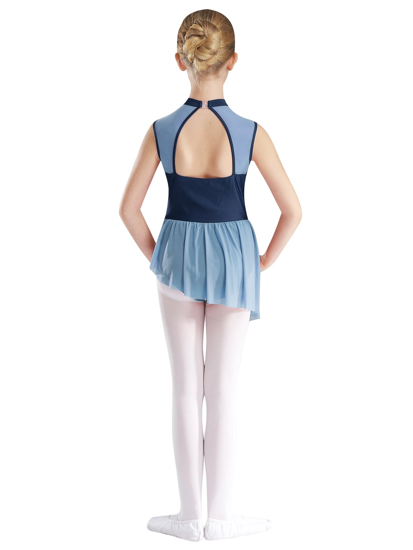 Kinder Mädchen Glitzer Strass Blumen Ballett Tanz unregelmäßiges Kleid Rocked Trikot Gymnastik Bodysuit Ballerina Dance wear