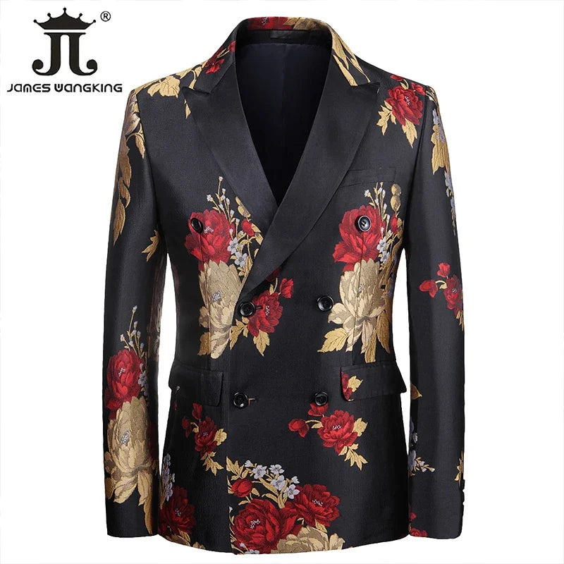 Luxuriöse Boutique Slim Print Herren Anzug Jacke Prom Bankett Smoking Bräutigam Hochzeitskleid Blazer Social Herren Formelle Anzüge Bühnenthost