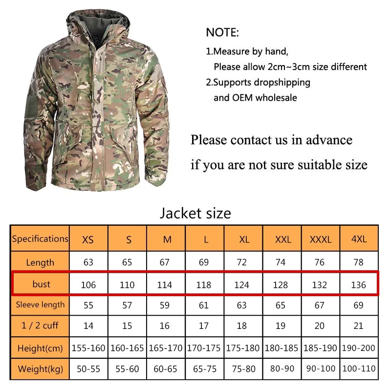 HAN WILD Outdoor Jacket G8 Tactical Jacket Hiking Windbreaker Climbing Windproof Waterproof Warm Jacket Men Thick Fleece Coat