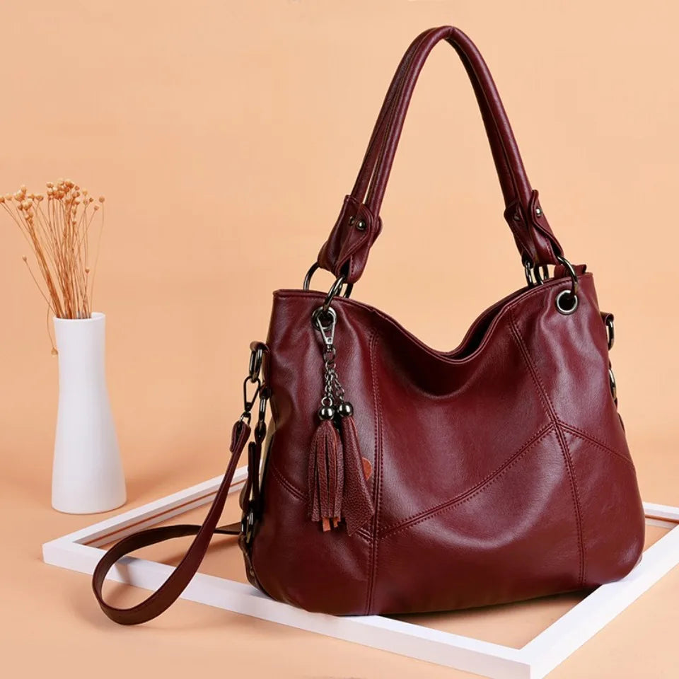 Marke Frauen Casual Tote Tasche Luxus Handtasche Große Damen Echtes Leder Quasten Umhängetaschen für Frauen 2024 Sac EIN Haupt