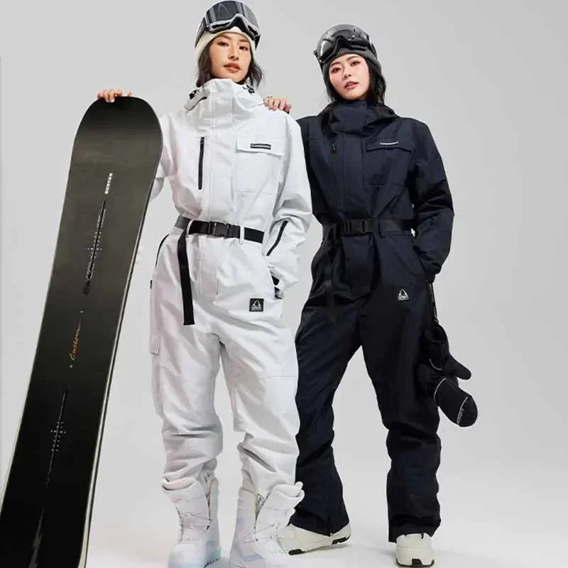 Ski suiten Frauen Männer mit Kapuze einteilige Schnee overalls wasserdicht 2025 Winter Snowboard Suiten wind dichte Ski overalls im Freien