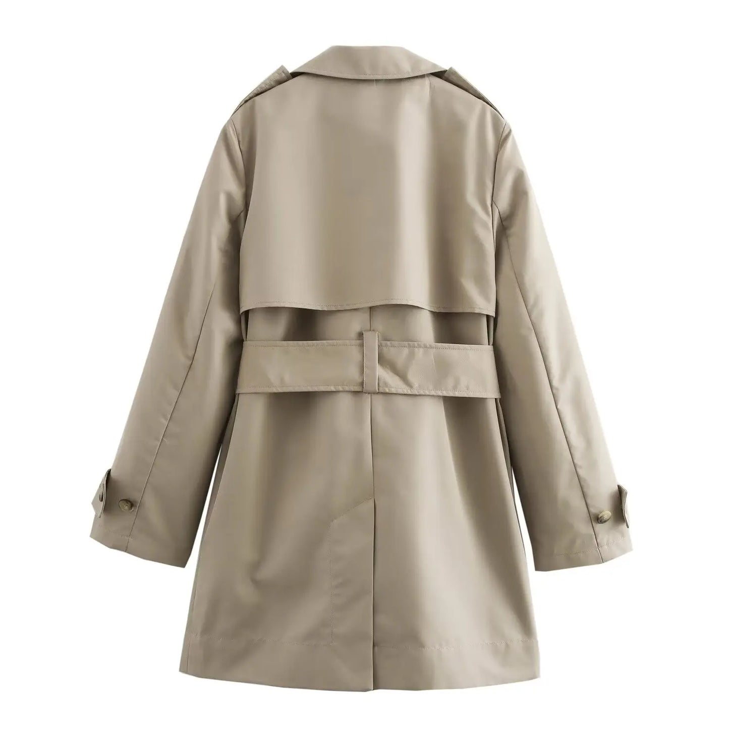 ONKOGENE 2024 Herbst Elegante Mode Frauen Graben Einfarbig Oberbekleidung Zweireiher Langarm Revers Belted Trenchcoats