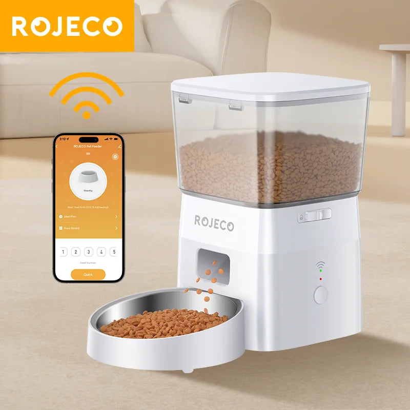 Rojeco Dog Feeder automatischer intelligenter Tiernahrung spender für Haustiere Hunde kibble Spender mit WLAN-Fernbedienung Hunde fütterung zubehör