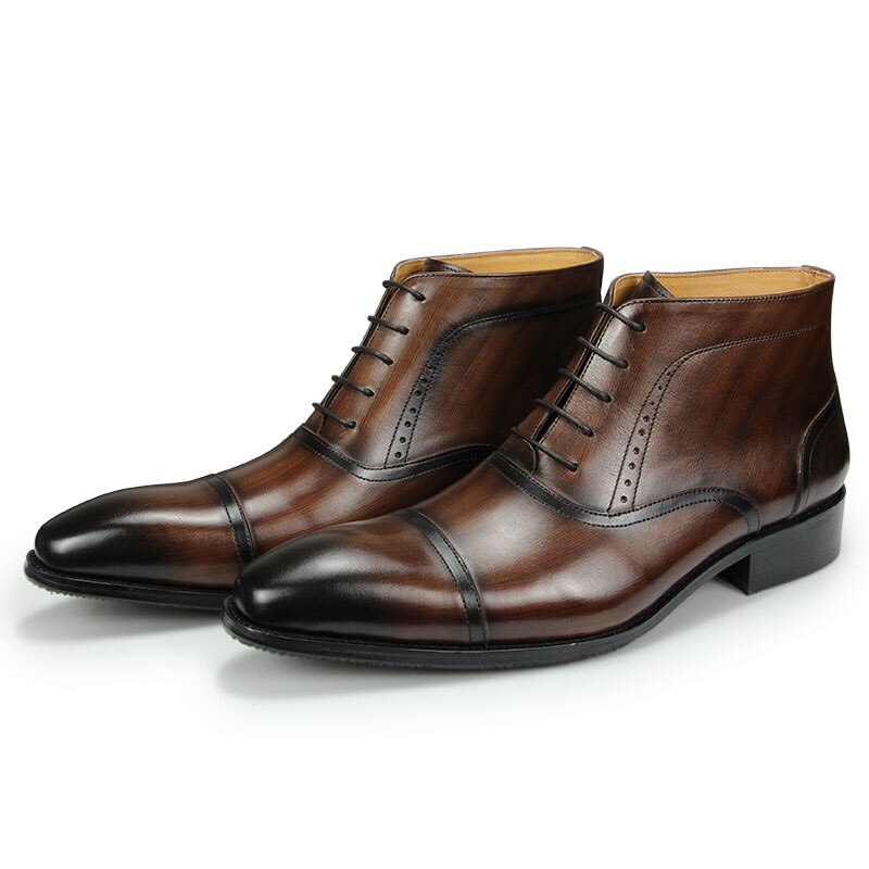 Luxury Men Genuine Leather Ankle Boots