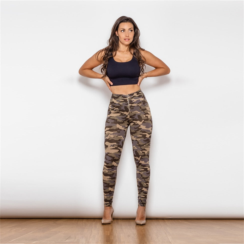 Shascullfites High Rise Camouflage Pants Women Push Up Sexy Camo Four Ways Stretchable Leggings Full Length Pants
