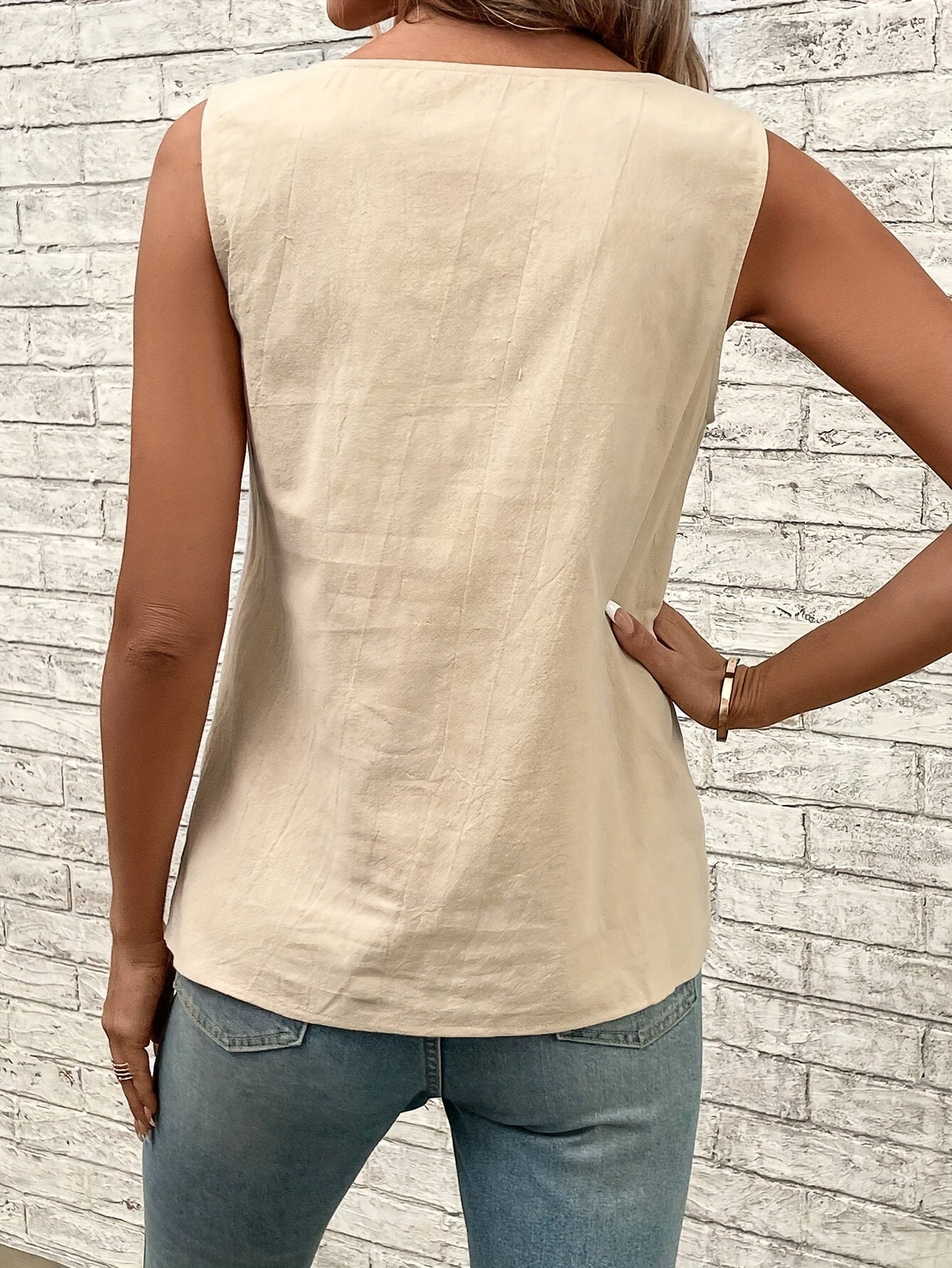 Solid Color Asymmetrical Neck Tank Top, Casual Sleeveless Top For Spring & Summer, Women's Clothing