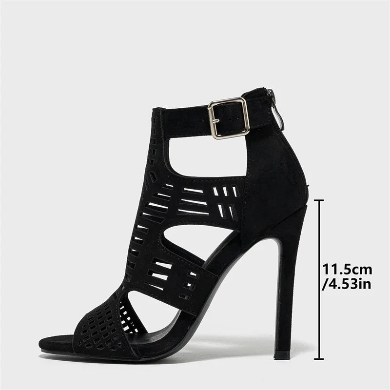 Liyke römischen Stil aushöhlen schmale Band Frauen sexy 11,5 cm Sandalen Sommer Mode Open Toe Gladiator High Heels Damenschuhe - Blockshop.store
