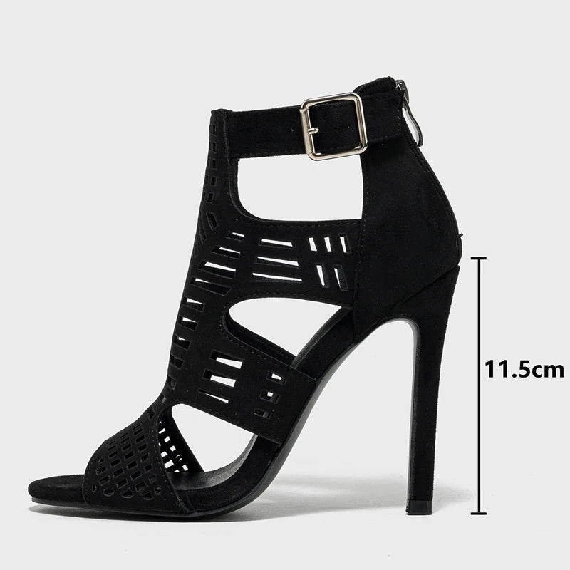 Liyke römischen Stil aushöhlen schmale Band Frauen sexy 11,5 cm Sandalen Sommer Mode Open Toe Gladiator High Heels Damenschuhe - Blockshop.store