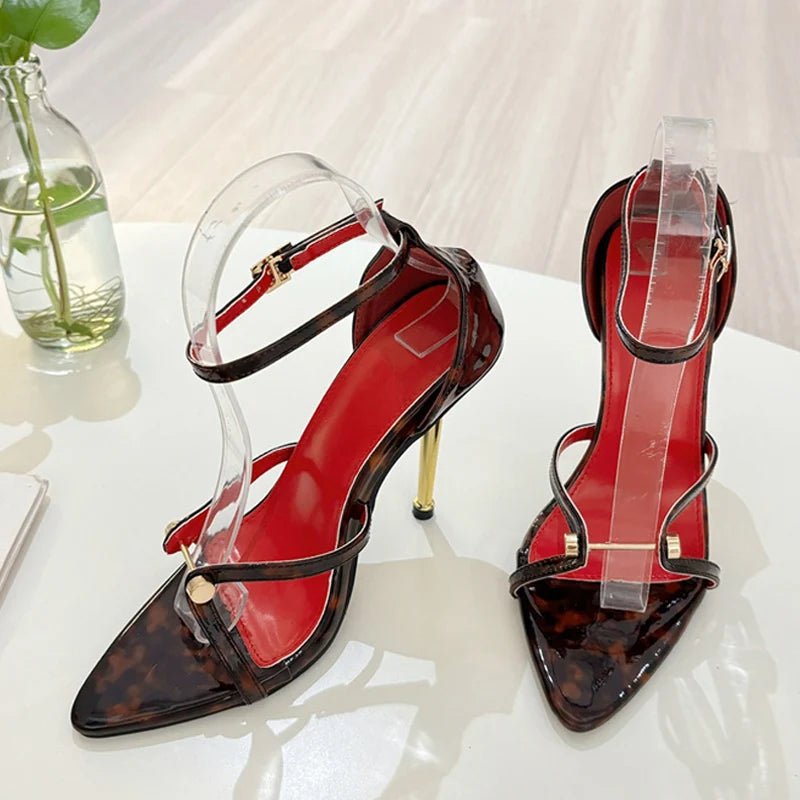 Liyke Sexy Gold Silber Ankle Cover Strap Sandalen Frauen Schuhe Mode Metall Dekoration Spitz Offene spitze Party Club Stripper Heels - Blockshop.store
