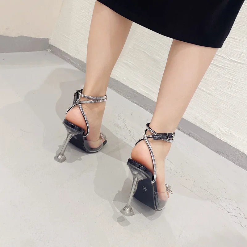 Liyke Sommer Party Hochzeit Sandalen Damen Mode Kristall Strass Bowknot High Heels PVC transparente Schuhe Frauen Pumps - Blockshop.store
