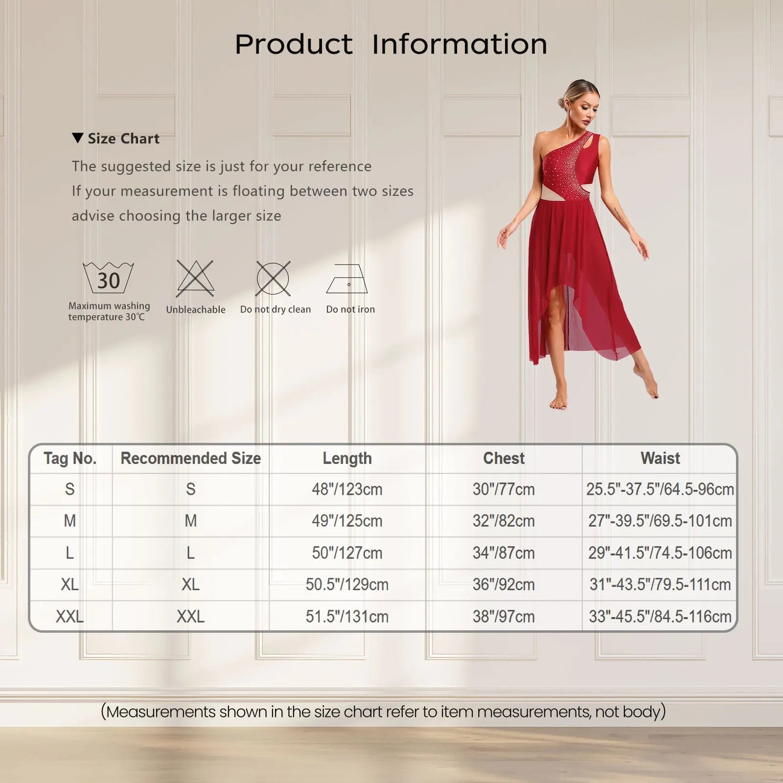 Lyrisches Tanzkostüm für Damen mit glänzenden Strasssteinen, asymmetrisches One - Shoulder - High - Low - Flowy - Chiffonkleid, zeitgenössische Tanzbekleidung - Blockshop.store