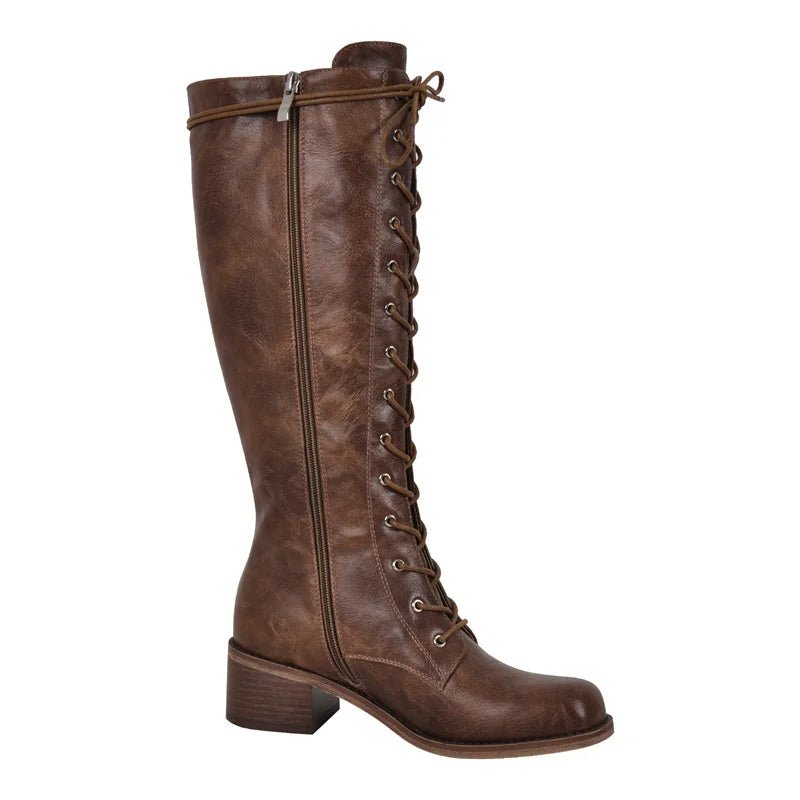 Nurly maker Frauen kniehohe Stiefel runde Zehen schwarz matt Gothic Heeled prägnante Seite Reiß verschluss Winter schnüren Motorrads tiefel - Blockshop.store