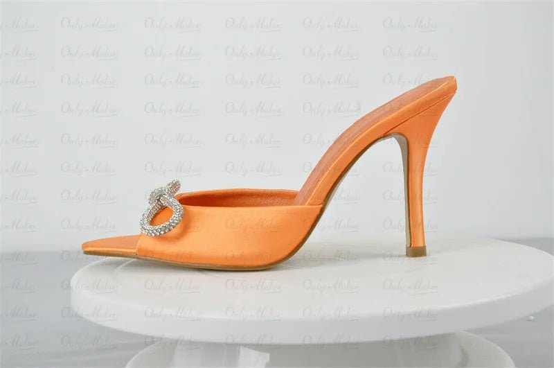 Only maker Frauen Panto letten Peep Toe Gold Slip auf dünnen hohen Sandalen große klassische Mode Dame Sommers andalen - Blockshop.store