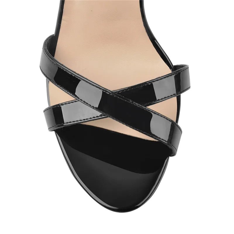 Only maker Frauen Peep Toe Knöchel riemen Strass Stilettos 12cm Absatz Sandalen Open Toe Cross Band Party Dressing Prom Sandalen - Blockshop.store
