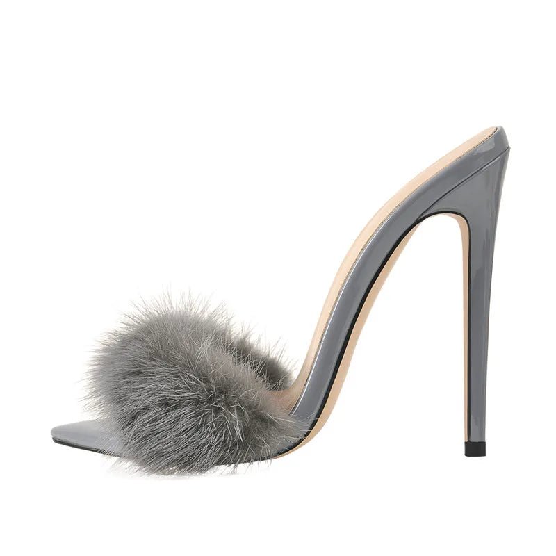 Only maker Frauen Peep Toe Panto letten Kunst pelz Slip auf Gold weiß dünne hohe Sandalen große Größe hochwertige Sommer Marke Heels - Blockshop.store