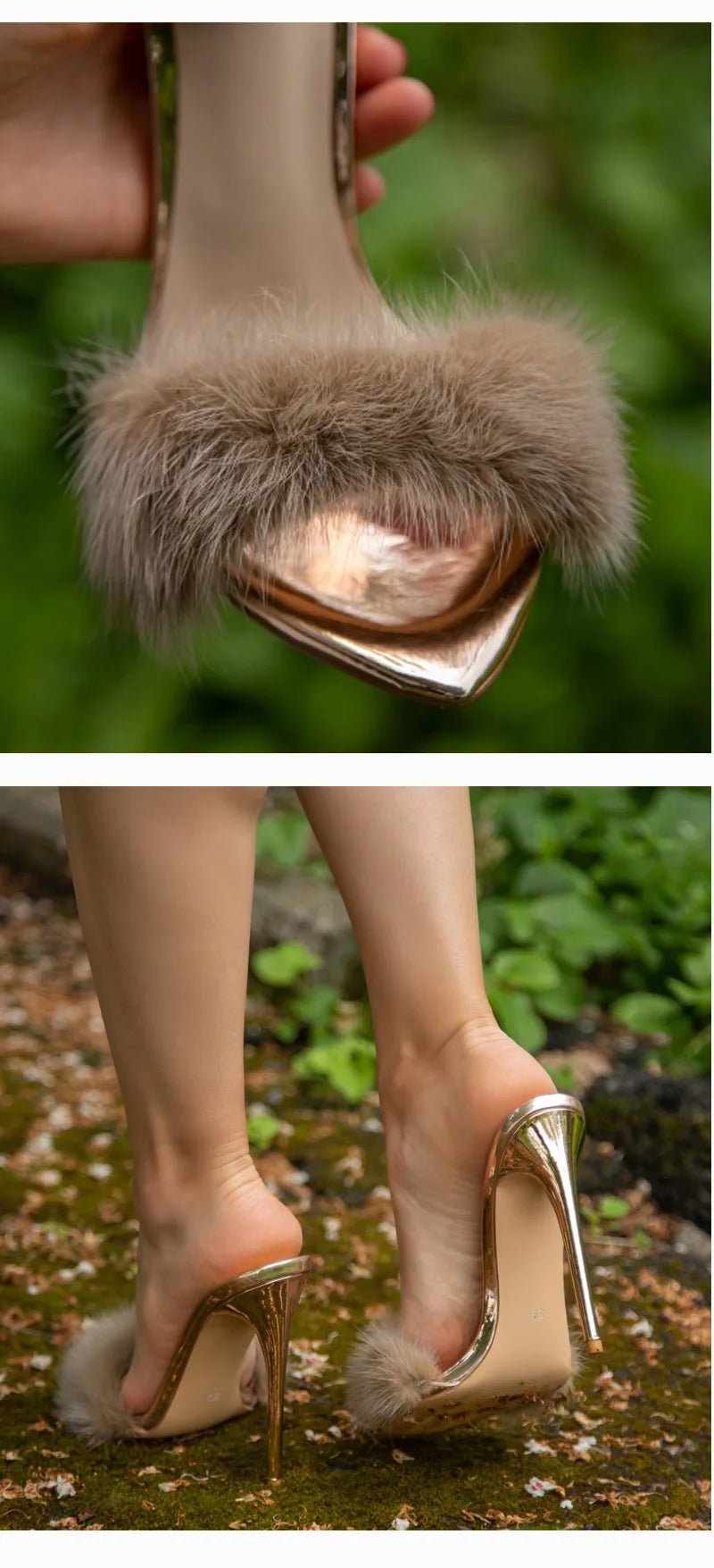 Only maker Frauen Peep Toe Panto letten Kunst pelz Slip auf Gold weiß dünne hohe Sandalen große Größe hochwertige Sommer Marke Heels - Blockshop.store