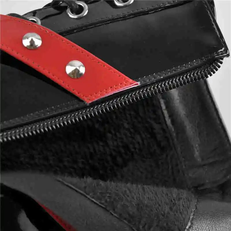 Only maker Frauen Plattform runde Zehen Stiefeletten blockieren klobige High Heels Schnürung schwarz weiß plus Größe Party kleid Stiefeletten - Blockshop.store