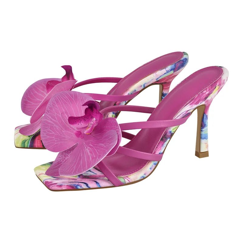 Only maker Frauen quadratische Zehen Blume Panto letten 9cm dünne High Heel Knöchel riemen elegante Party kleid große Sandalen - Blockshop.store