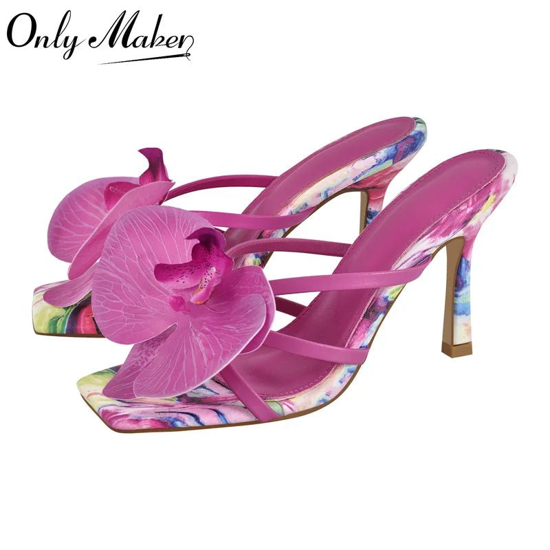 Only maker Frauen quadratische Zehen Blume Panto letten 9cm dünne High Heel Knöchel riemen elegante Party kleid große Sandalen - Blockshop.store