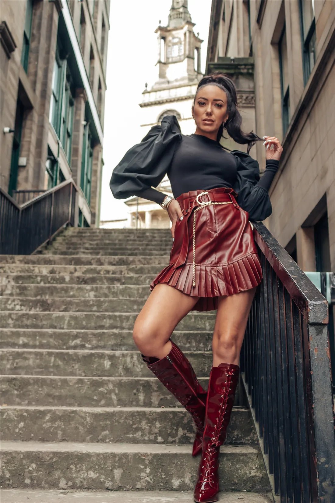 Onlymaker Damen - Stiefel mit spitzer Zehenpartie, seitlicher Reißverschluss, 10 cm hoher Absatz, sexy Leopardenmuster, Stiletto, Stretch, kniehohe Stiefel, Schnürstiefel - Blockshop.store