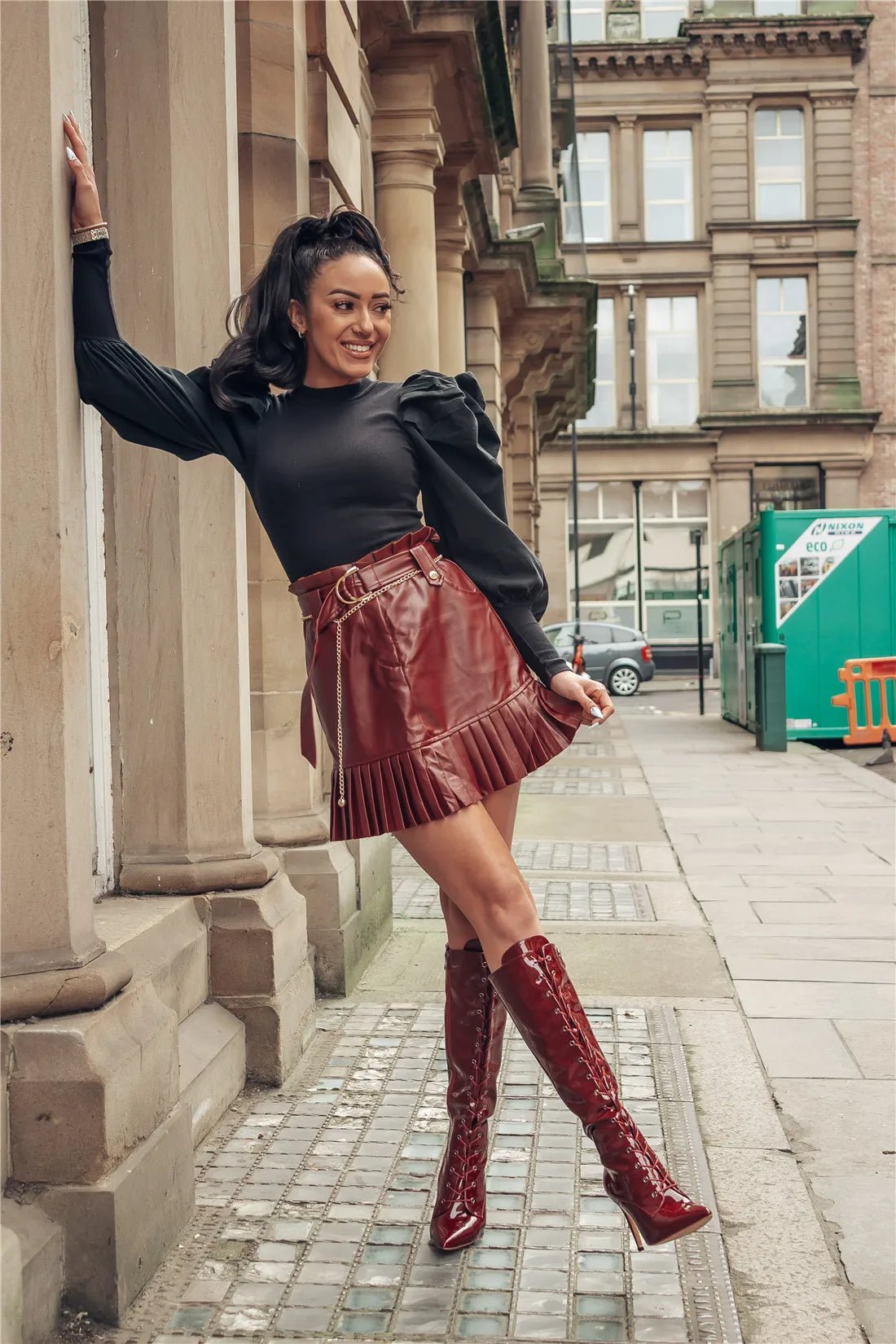 Onlymaker Damen - Stiefel mit spitzer Zehenpartie, seitlicher Reißverschluss, 10 cm hoher Absatz, sexy Leopardenmuster, Stiletto, Stretch, kniehohe Stiefel, Schnürstiefel - Blockshop.store