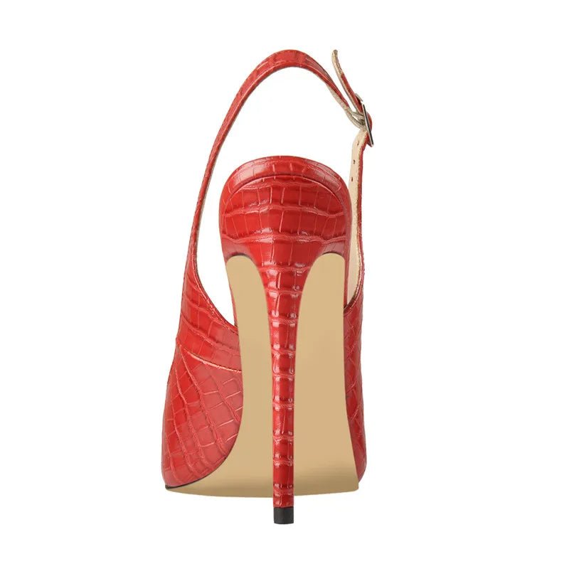 Onlymaker Frauen 12CM Slingback High Heels Pumpen Rot Farbe Spitz Ankle Armband Großen Größe Mode Sandalen - Blockshop.store
