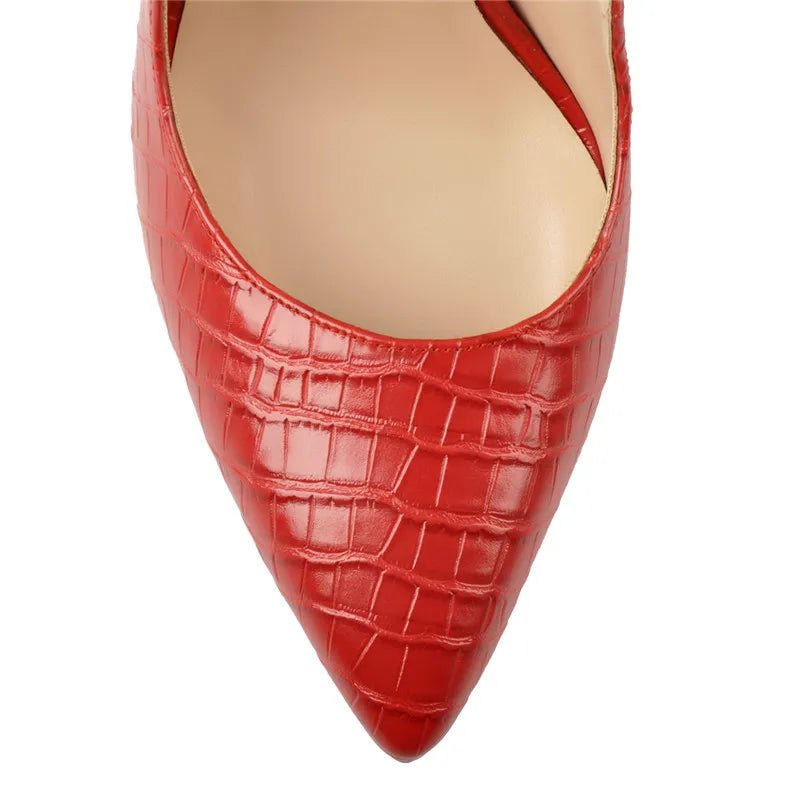 Onlymaker Frauen 12CM Slingback High Heels Pumpen Rot Farbe Spitz Ankle Armband Großen Größe Mode Sandalen - Blockshop.store