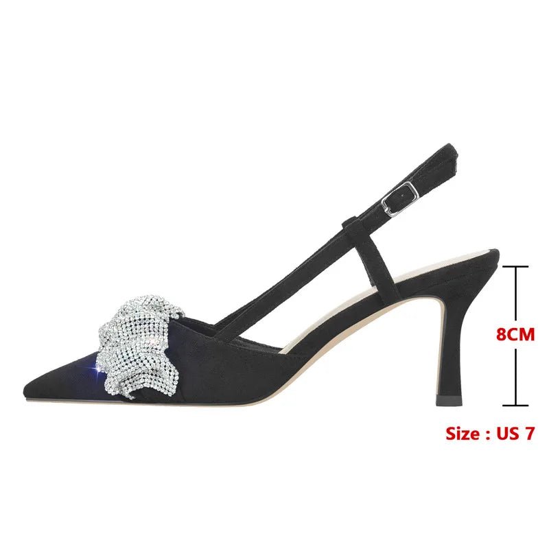 Onlymaker Frauen Strass Spitz Slingback Dünne Ferse Pumpen Party Kleid Sommer Sandalen - Blockshop.store