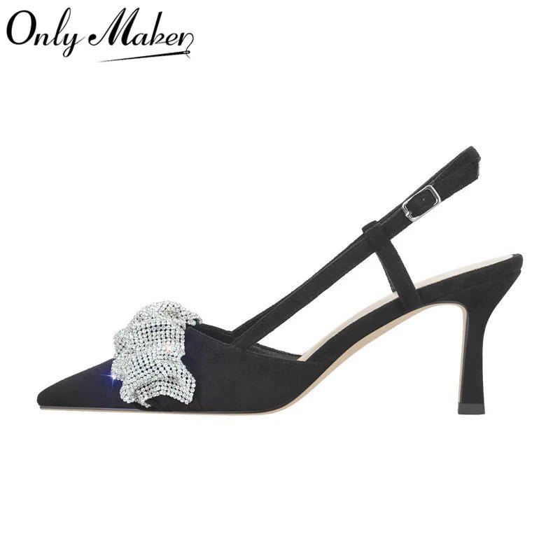 Onlymaker Frauen Strass Spitz Slingback Dünne Ferse Pumpen Party Kleid Sommer Sandalen - Blockshop.store