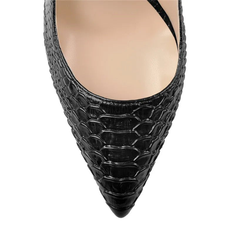 Onlymaker Women Sexy Slingback Pointed Toe Fish Scale 12CM Pumps Ankle Strap Chunky Square Heel Dress Shoes For Summer - Blockshop.store