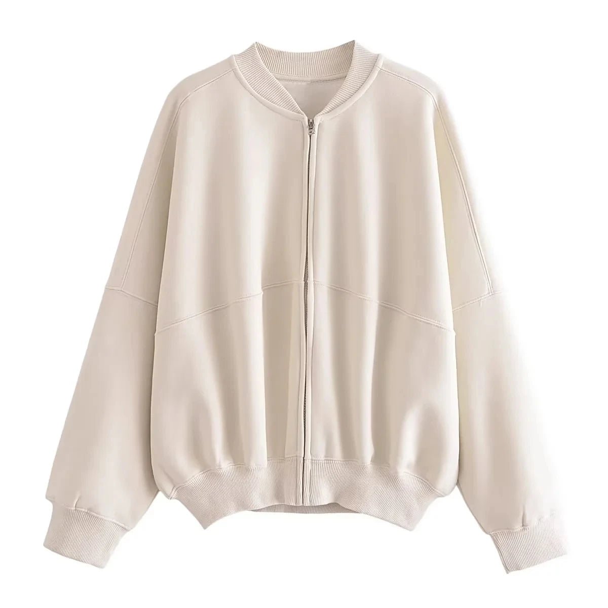 Trafza 2023 Frauen setzt lässige feste Bomber jacken Langarm Reiß verschluss Sweatshirt Mantel elastische Taille Hose eleganter fester Anzug - Blockshop.store