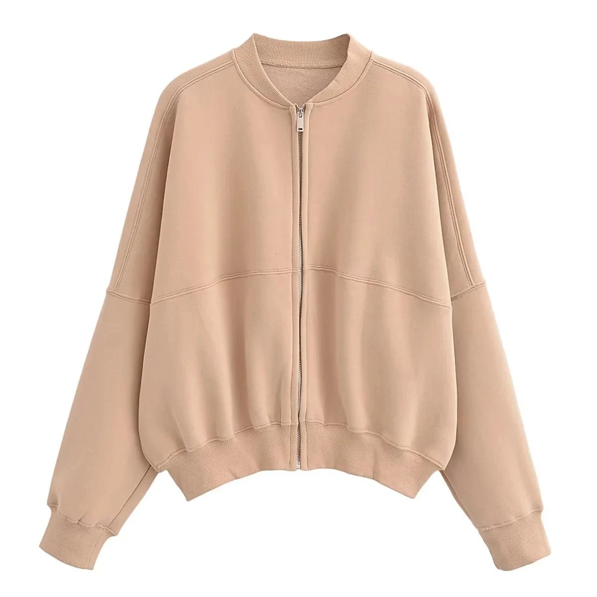 Trafza 2023 Frauen setzt lässige feste Bomber jacken Langarm Reiß verschluss Sweatshirt Mantel elastische Taille Hose eleganter fester Anzug - Blockshop.store