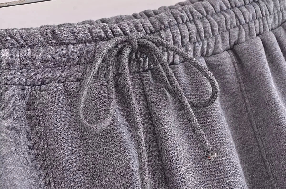 Trafza 2023 Frauen setzt lässige feste Bomber jacken Langarm Reiß verschluss Sweatshirt Mantel elastische Taille Hose eleganter fester Anzug - Blockshop.store